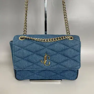 JIMMY CHOO 컨디션 최상 FARONE 데님 체인 백 파랑 JC