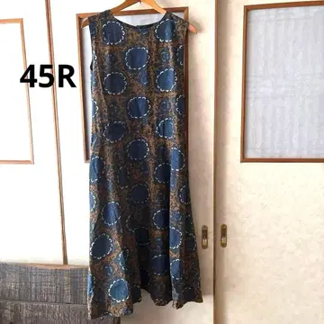 새상품급 레어 45R 카디 블록 프린트 슬리브리스 원피스