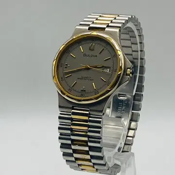 BULOVA 쿼츠 손목시계 데이트 투톤 남성용 골드