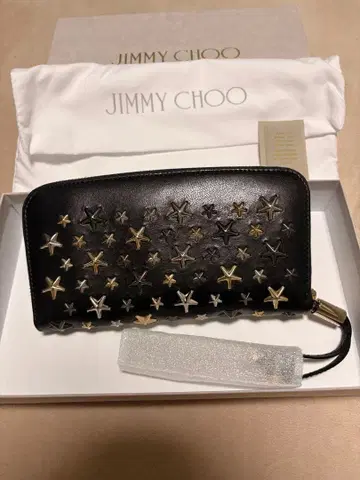 JIMMY CHOO 장지갑 스타 스터드 블랙