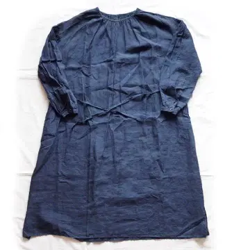 Gauze# 원피스 린넨 블루 네이비
