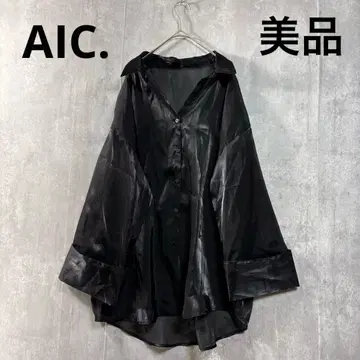 새상품급 AIC. 샤이니 오간자 빅 커프스 셔츠 고급스러움 블랙 긴팔