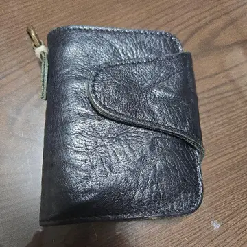 천연 가죽 접이식 지갑 블랙 Baggy Port Kobe