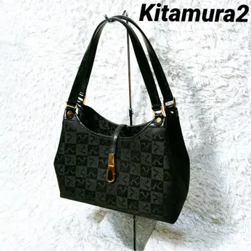 새상품급 kitamura2 올 패턴 자카드 x 천연 가죽 핸드백 숄더백