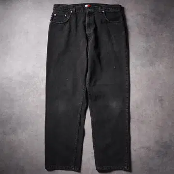 90s TOMMY HILFIGER 캐나다제 블랙 데님 와이드 청바지