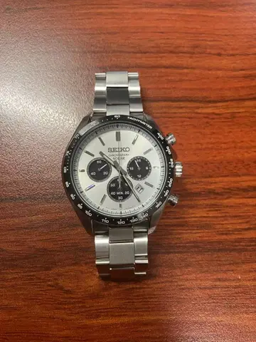 SEIKO 손목시계 크로노그래프 솔라 화이트