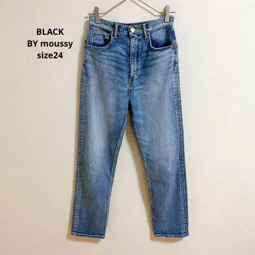 BLACK by moussy 라이트 블루 DRIP 데님 하이웨스트 24