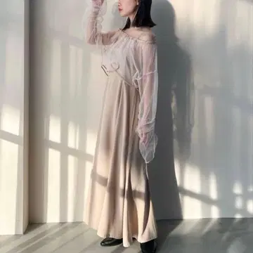 hinari 포멀 원피스 베이지 컬러 프리 사이즈