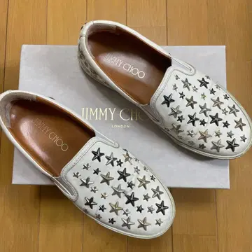 JIMMY CHOO 스타 스터드 슬립온 화이트