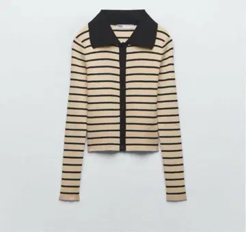 ZARA 보더 무늬 긴팔 니트 피케 셔츠