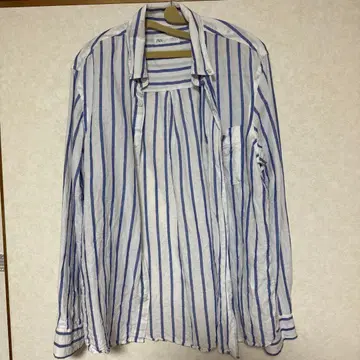 ZARA 스트라이프 패턴 린넨 긴팔 셔츠 M 사이즈