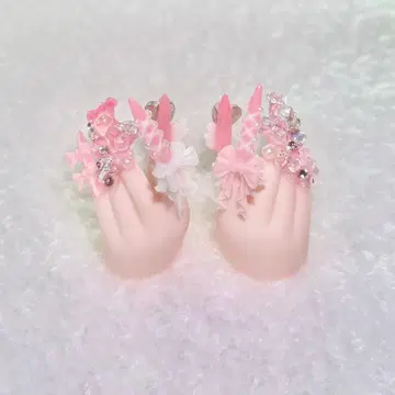 [ MDD 네일 핸드 ] 세미화이트 핑크 리본 네일 커스텀 보크스