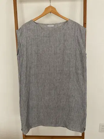 fog linen work 린넨 100% 스트라이프 튜닉 기장