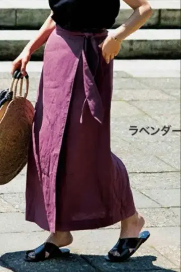 12 옷장 퍼플 린넨 랩 맥시 스커트 랩 스커트