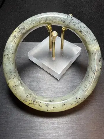 천연 화전옥 뱅글 청화점묵 안지름 58mm