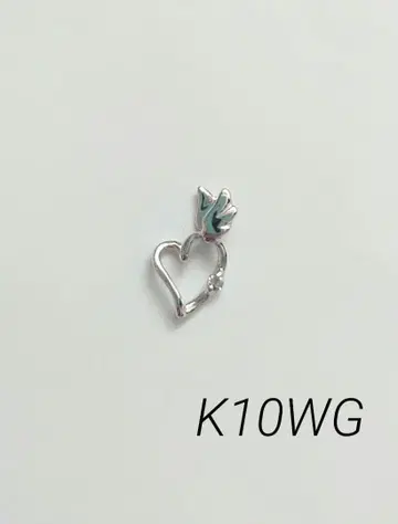 K10WG 다이아몬드 하트 깃털 모티브 목걸이