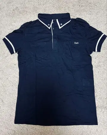D&G 피케 셔츠 네이비 화이트 라인