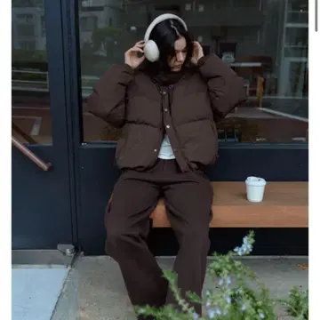 녹차 녹차 다운 자켓 아우터 브라운