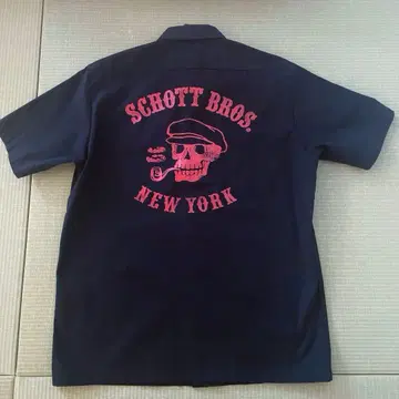 Schott N.Y.C. 반팔 워크 셔츠 스컬 프린트 M 사이즈