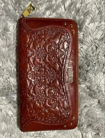 ANNA SUI 안나수이 장지갑 꽃무늬 엠보싱 가죽 브라운 여성용