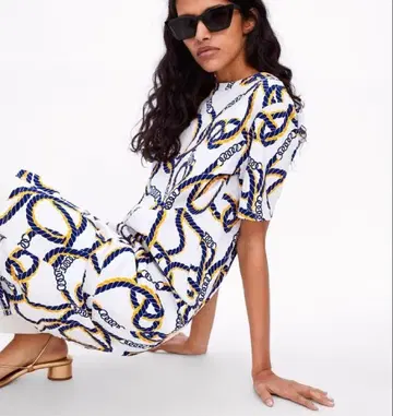 ZARA 체인 패턴 반팔 드레스