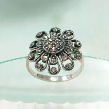 5946#0801 SV925 불꽃놀이 모티브 마카사이트 반지 0531