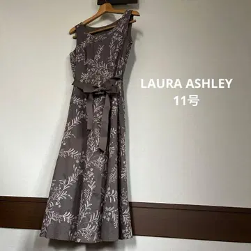 LAURA ASHLEY 슬리브리스 원피스 꽃무늬 자수 브라운