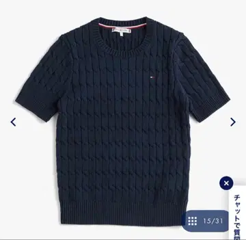 [새상품] TOMMY HILFIGER 케이블 슬리브 크루넥 스웨터