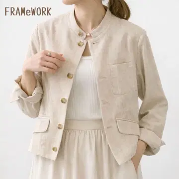 FRAMeWORK 실크 혼방 노카라 자켓 슬라브 네프 베이크루즈
