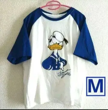 SALE 디즈니 도널드 덕 T셔츠 사가라 자수 래글런 T M