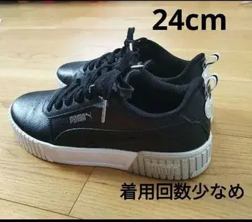 착용 횟수 적음 새상품급 PUMA 블랙 통굽 스니커즈 24cm