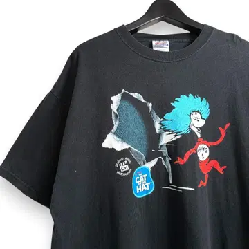 VINTAGE 구제 의류 CAT IN THE HAT 캐릭터 T셔츠 L54