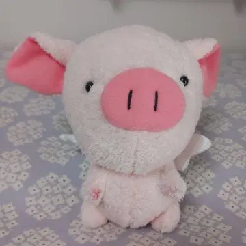 엘르 플래닝 천사의 깃털 달린 핑크색 돼지 봉제 인형