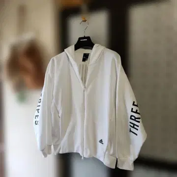 adidas 풀 집업 후드티 화이트 OT 사이즈