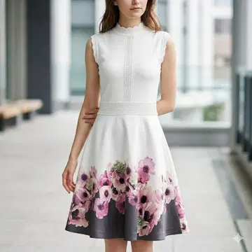 새상품급 TEDBAKER 테드베이커 슬리브리스 꽃무늬 원피스 0 SS