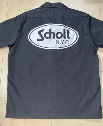 Schott 반팔 셔츠 블랙 워크 셔츠