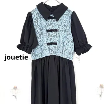새상품급 jouetie 쥬에티 레이스 도킹 차이나 원피스 블루 M