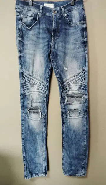 [ ZARA ] 바이커 스키니 데님 뱀 모양 데미지 가공 M