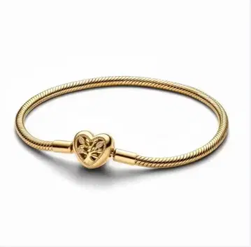 Pandora 골드톤 팔찌 하트 모양 클로징 size -19cm