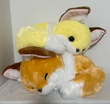쵸콘과 여우 큐르르 잠자는 봉제 인형 2체 세트 (키나코 & 콘페이토)