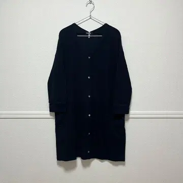 ZUCCa 와플 소재 면 롱 가디건 네이비