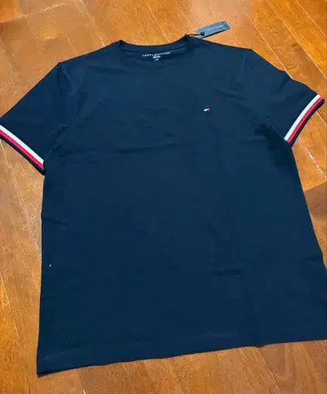 TOMMY HILFIGER 반팔 T셔츠 리브 소매 네이비 L