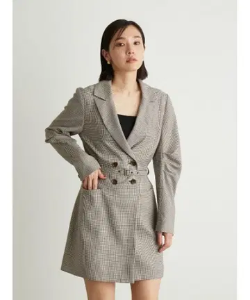 Lily Brown 더블 자켓 미니 원피스 체크 size 0