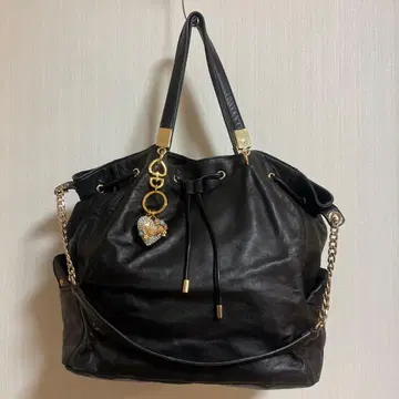 Juicy Couture 블랙 리얼 가죽 토트백