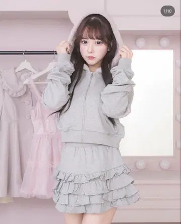pium 후드 퍼 후드티 셋업
