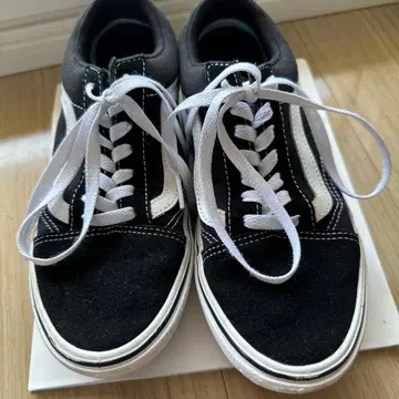 VANS 스니커즈 블랙 화이트 로우컷 24cm 화이트 블랙