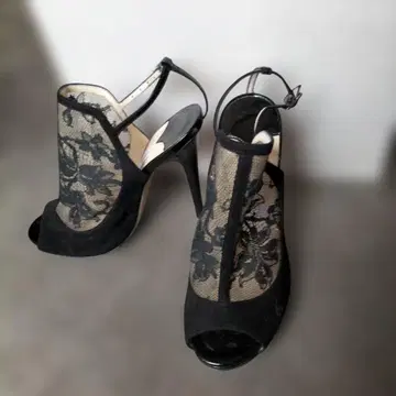 미사용 JIMMY CHOO 레이스 오픈토 펌프스 하이힐