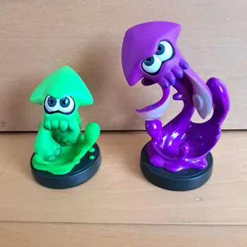 스플래툰 amiibo 오징어 네온 퍼플, 네온 그린 2점 세트