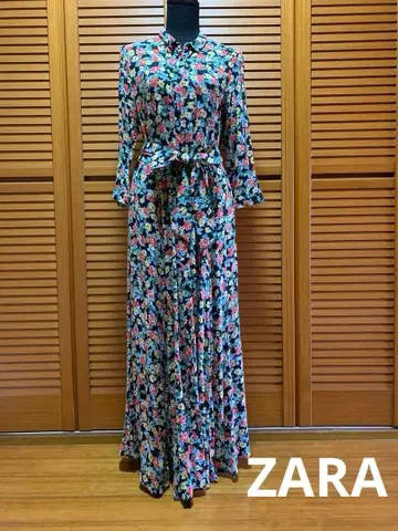 ZARA 꽃무늬 롱 원피스 동일 원단 리본 포함