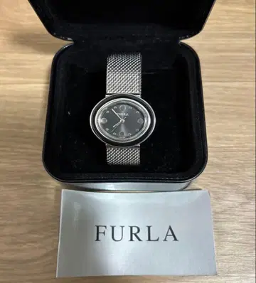중고 FURLA 손목시계 블랙 블랙 다이얼 박스 포함 훌라